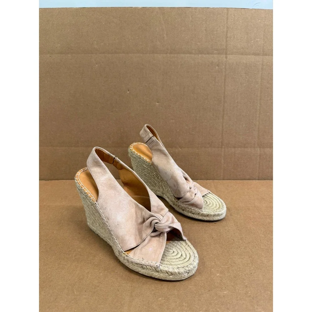 Joie Kaili Suede Platform Espadrille Wedge Sandals Blush Womens Size 37 EU